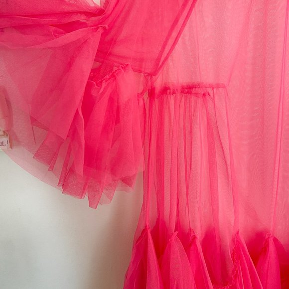 Anthropologie Maeve Bright Pink Tulle Mini Dress - Picture 4 of 8